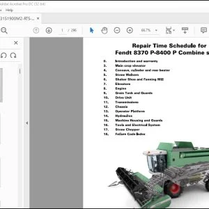 Fendt NA Harvesting 8370 P-8400 P Combine series Repair Time Schedule Manual -  PDF DOWNLOAD