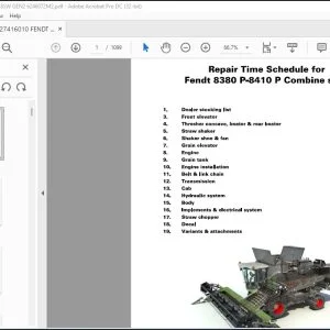 Fendt NA Harvesting 8380 P-8410 P Combine series Repair Time Schedule Manual - PDF DOWNLOAD