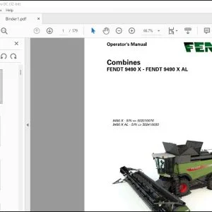 Fendt NA Harvesting 9490 X -9490 X AL Combine Operator's Manual - PDF DOWNLOAD