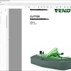 Fendt NA Hay Equipment CUTTER 310 TL Operator's Manual  - PDF DOWNLOAD