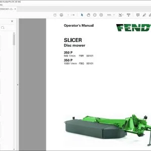 Fendt NA Hay Equipment SLICER Disc mower 350 Р 350 Р Operator's Manual - PDF DOWNLOAD