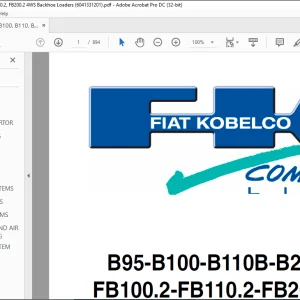 Fiat Kobelco B95-B100-B110B-B200 4WS FB100.2-FB110.2-FB200.2 4WS Compact Line Repair Manual - PDF DOWNLOAD