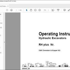 O&K RH Plus Hydraulic Excavators Operating Instructions Manual - PDF DOWNLOAD