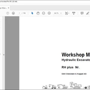 O&K RH Plus Hydraulic Excavators Workshop Manual - PDF DOWNLOAD