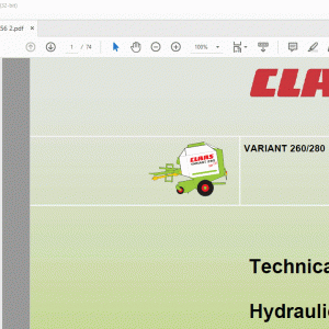 claas Baler VARIANT 260-280 Hydraulic System Technical Systems Manual - PDF DOWNLOAD