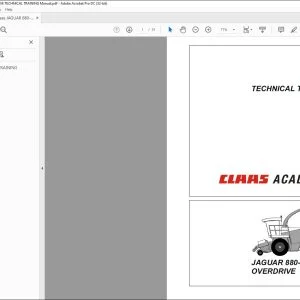 Claas JAGUAR 880-820 Overdrive Technical Training Manual Download