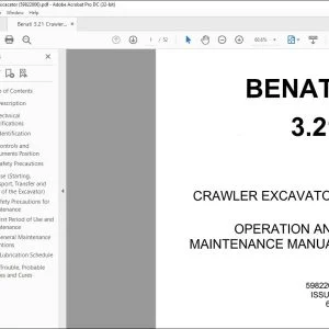 Benati 3.21 Crawler Excavator Operation & Maintenance Manual 59822006 - PDF DOWNLOAD