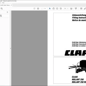 CLAAS Baler ROLLANT 250 250 ROTO CUT CLAAS-Hydr. Reversing Device Fitting lnstructions Manual_DE_EN_FR - PDF DOWNLOAD