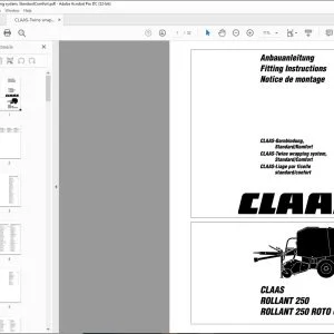 CLAAS Baler ROLLANT 250 250 ROTO CUT CLAAS-Twine wrapping system StandardComfort Fitting Instructions Manual_DE_EN_FR