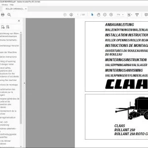 CLAAS Baler ROLLANT 250 250 ROTO CUT ROLLER OPENINGSROLLER BEARINGS INSTALLATION INSTRUCTIONS Manual_DE_EN_FR_IT_ES - PDF DOWNLOAD