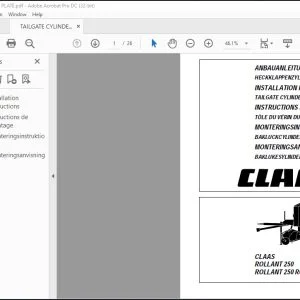 CLAAS Baler ROLLANT 250 250 ROTO CUT TAILGATE CYLINDER PLATE INSTALLATION INSTRUCTIONS Manual_DE_EN_FR_IT_ES -  PDF DOWNLOAD