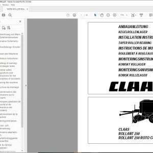 CLAAS Baler ROLLANT 250 250 ROTO CUT TAPER ROLLER BEARING INSTALLATION INSTRUCTIONS Manual_DE_EN_FR_IT_ES - PDF DOLWNLOAD