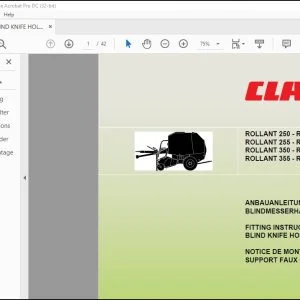 CLAAS Baler ROLLANT 250 - ROLLANT 254 255 - ROLLANT 255 UNIWRAP 350 - ROLLANT 354 355 - ROLLANT 355 UNIWRAP BLIND KNIFE HOLDER Fitting instructions Manual_DE_EN_FR_IT_ES_RU