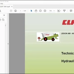 CLAAS Combines LEXION 480 - 405  Hydraulic Technical Systems Manual - PDF DOWNLOAD