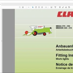 CLAAS Combines MEGA 370 - 350 340 - 310 Work lights Fitting Instructions Manual_DE_FR_EN - PDF DOWNLOAD