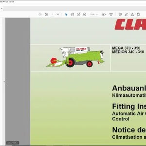CLAAS Combines MEGA 370 - 350 MEDION 340 - 310 Automatic Air Conditioning Control Fitting Instructions Manual_DE_FR_EN - PDF DOWNLOAD