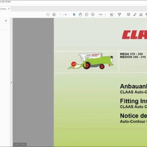 CLAAS Combines MEGA 370 - 350 MEDION 340 - 310 Cab Heater Fitting Instructions Manual_DE_FR_EN - PDF DOWNLOAD