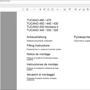 CLAAS Combines TUCANO 480  470 450  440  430 430 Montana 4 340  330  320 Preparing the low pressure hydraulic system Fitting Instructions Manual_DE_FR_EN_IT_ES_RU