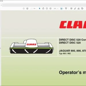 CLAAS DIRECT DISC 520 Contour  DISC 520 JAGUAR 900 890 870 850 830 Typ 493  492 Operator’s manual - PDF DOWNLOAD