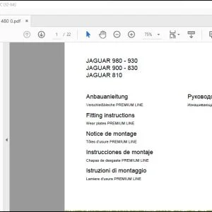 CLAAS FORAGE HAVERSTER JAGUAR 980 - 930 900 - 830 810 Wear plates PREMIUM LINE Fitting instructions Manual_DE_EN_FR_IT_ES_RU