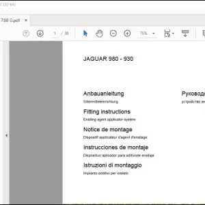 CLAAS FORAGE HAVERSTER JAGUAR 980 - 930 Ensiling agent applicator system Fitting instructions Manual_DE_EN_FR_IT_ES_RU