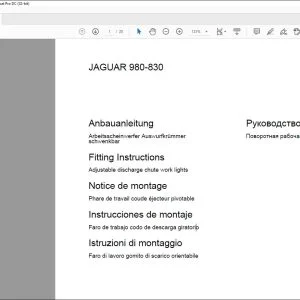CLAAS Forage Harvesters JAGUAR 900 - 830 Adjustable discharge chute work lights Fitting instructions Manual_DE_EN_FR_IT_RU_ES - PDF DOWNLOAD