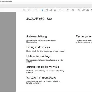 CLAAS Forage Harvesters JAGUAR 900 - 830 Roller blinds for side windows and rear window Fitting instructions Manual_DE_EN_FR_IT_RU_ES  - PDF DOWNLOAD