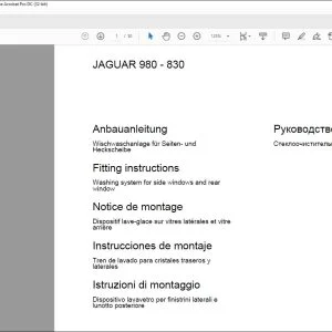 CLAAS Forage Harvesters JAGUAR 980-830 Washing system for side windows and rear window Fitting instructions Manual_DE_EN_FR_IT_RU_ES