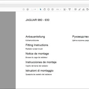 CLAAS Forage Harvesters JAGUAR 980 - 930 Radiator screen brush Fitting instructions Manual_DE_EN_FR_IT_RU_ES - PFD DOWNLOAD