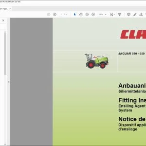 CLAAS Forage Harvesters JAGUAR 980 - 950 Ensiling Agent Applicator System Fitting instructions Manual_DE_EN_FR_IT_ES_RU - PDF DOWNLOAD