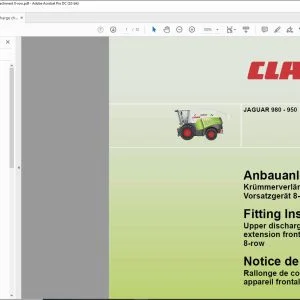 CLAAS Forage Harvesters JAGUAR 980 - 950 Upper discharge chute extension front attachment 8-row Fitting instructions Manual_DE_EN_FR