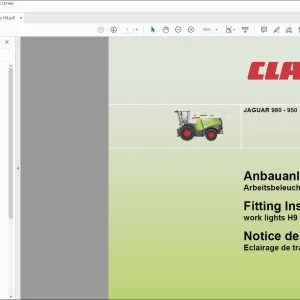CLAAS Forage Harvesters JAGUAR 980 - 950 work lights H9 Fitting instructions Manual_DE_EN_FR - PDF DOWNLOAD