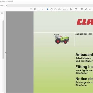 CLAAS Forage Harvesters JAGUAR 980 - 950 work lights xenon and Sidefinder Fitting instructions Manual_DE_EN_FR - PDF DOWNLOAD