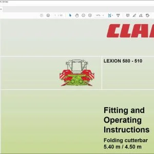 CLAAS LEXION 580 - 510 Folding cutterbar 5.40 m  4.50 m  Fitting and Operating Instructions Manual - PDF DOWNLOAD