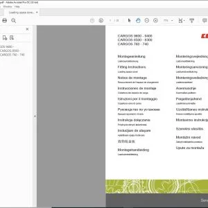 CLAAS Loader Wagons CARGOS 9600 - 9400 8500 - 8300 760 - 740 Loading space cover Fitting instructions Manual_DE_EN_FR_IT_ES_RU - PDF
