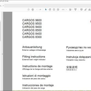 CLAAS Loader Wagons CARGOS 9600 9500 9400 8500 8400 8300 External load weight indicator Fitting Instructions Manual_DE_EN_FR_IT_ES