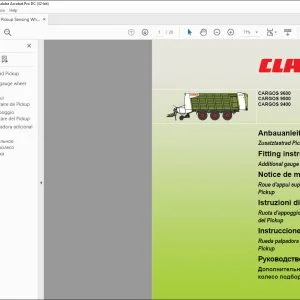 CLAAS Loader Wagons CARGOS 9600  9500  9400 Additional gauge wheel Pickup Fitting Instructions Manual_DE_EN_FR_IT_ES_RU