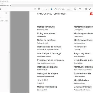 CLAAS Loader Wagons CARGOS 9600  9500  9400 Side extension Fitting Instructions Manual_DE_EN_FR_IT_ES
