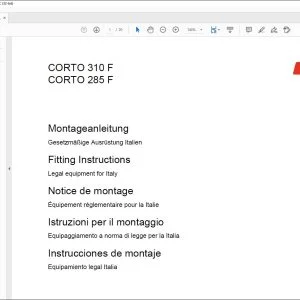 CLAAS Mower CORTO 310 F 285 F Legal equipment for Italy Fitting Instructions Manual_DE_EN_FR_ES_IT_RU -  PDF DOWNLOAD