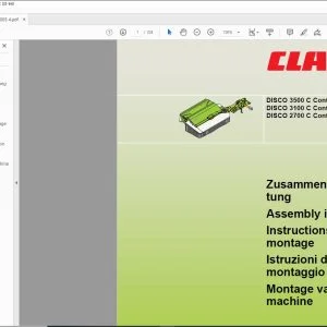CLAAS Mower DISCO 3500 C Contour  RC Contour 3100 C Contour  RC Contour 2700 C Contour  RC Contour Assembly instructions Manual_DE_EN_FR_NL_IT