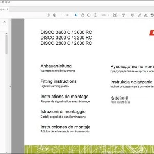CLAAS Mower DISCO 3600 C  3600 RC 3200 C  3200 RC 2800 C  2800 RC Lighted warning plates Fitting Instructions Manual_DE_EN_FR_ES_IT_RU