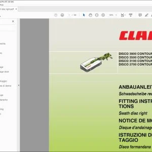 CLAAS Mower DISCO 3900 CONTOUR 3500 CONTOUR 3100 CONTOUR 2700 CONTOUR Swath disc right Fitting Instructions Manual_DE_EN_FR_ES_NL