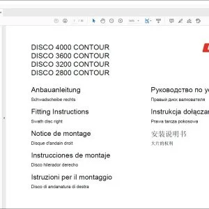 CLAAS Mower DISCO 4000 CONTOUR 3600 CONTOUR 3200 CONTOUR 2800 CONTOUR Swath disc right Fitting Instructions Manual_DE_EN_FR_IT_ES_NL
