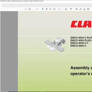 CLAAS Mower DISCO 8550 C PLUS  8550 C 8550 PLUS  8550 8550 C-T 8500 C Assembly and operator's manual - PDF DOWNLOAD