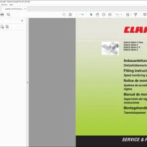 CLAAS Mower DISCO 8550 C Plus 8550 C 8550 C-T 8500 C Speed monitoring system Fitting Instructions Manual_DE_EN_FR_IT_ES_NL