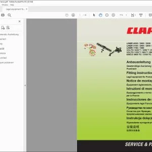 CLAAS Mower LINER 4000 / 3500 / 3000 3100 / 2900 / 2800 / 2700  1750 / 1650 VOLTO 1320 T / 1050 T / 870 T / 770 T 1100 T / 900 T / 800 T DISCO 3500 TC / 3100 TC / 3050 TC Legal equipment for France Fitting instructions Manual_DE_EN_FR_IT_ES_RU