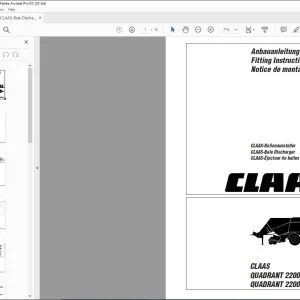 CLAAS QUADRANT 2200 2200 ROTO CUT CLAAS-Bale Discharger Fitting Instructions Manual_DE_EN_FR - PDF DOWNLOAD