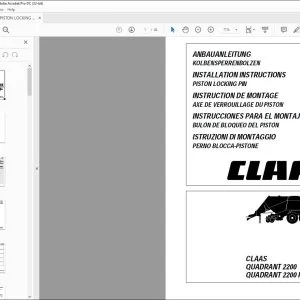 CLAAS QUADRANT 2200 2200 ROTO CUT PISTON LOCKING PIN INSTALLATION INSTRUCTIONS MANUAL_DE_EN_FR_IT_ES_RU  - PDF DOWNLOAD