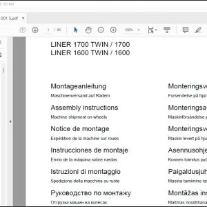 CLAAS Swather LINER 1700 TWIN  1700 1600 TWIN  1600 Machine shipment on wheels Assembly instructions Manual_DE_EN_FR_IT_ES_RU