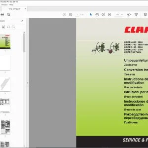 CLAAS Swathers LINER 4000  3500 1750  1650 TWIN 3100  2900 2800  2700 750 TWIN Tine arms Fitting Instructions Manual_DE_EN_FR_IT_ES_RU